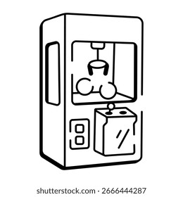 Um ícone de estilo desenhado à mão denotando um brinquedo de máquina de garra
