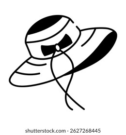 A hand drawn style icon depicting beach hat