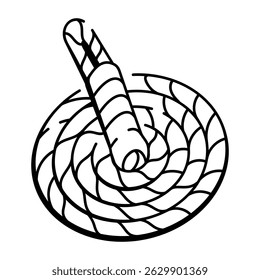 Um ícone de estilo desenhado à mão representando uma corda enrolada
