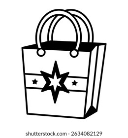 A hand drawn style icon depicting a shopping bag 
