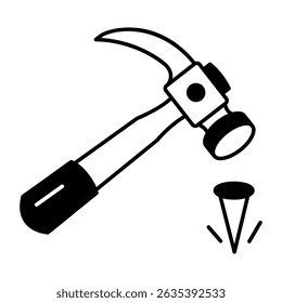 A hand drawn style icon depicting a hammer tool