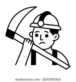 A hand drawn style icon depicting a miner tool
