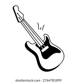 A hand drawn style icon depicting an electric guitar