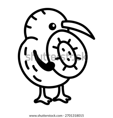 Hand drawn style icon depicting kiwi bird

