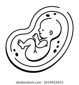 A hand drawn style icon of an embryo 

