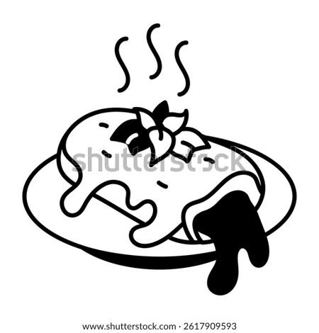 A hand drawn style icon of enchiladas dish 
