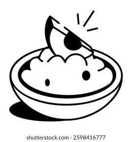 A hand drawn style icon of food bowl 
