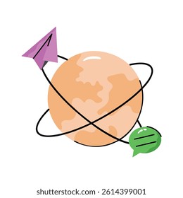 Hand drawn style icon of global network, ready for premium use