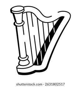 A hand drawn style icon of harp
