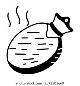 A hand drawn style icon of hot bottle 
