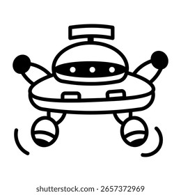 A hand drawn style icon of a hover car
