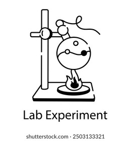 Un icono de estilo dibujado a mano del experimento de laboratorio