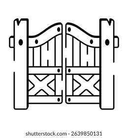 A hand drawn style icon of lodge gate

