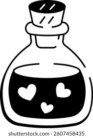 A hand drawn style icon of a love portion 
