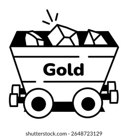A hand drawn style icon of mine cart
