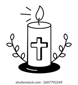 A hand drawn style icon of a paschal candle 
