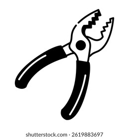 A hand drawn style icon of pliers 
