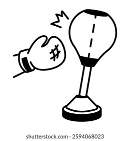A hand drawn style icon of a punch ball 
