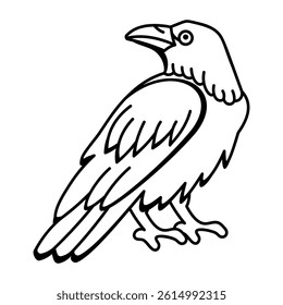 A hand drawn style icon of raven tattoo
