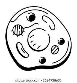 A hand drawn style icon representing animal cell structure
