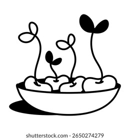 A hand drawn style icon representing bean sprouts  
