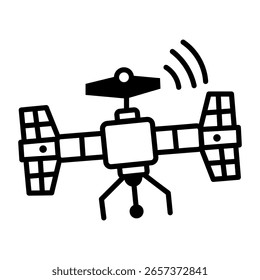 A hand drawn style icon representing a space satellite

