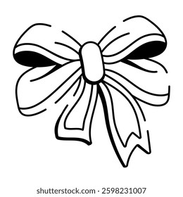 A hand drawn style icon of ribbon bow 
