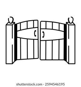 A hand drawn style icon of safari park gate 