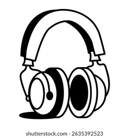 A hand drawn style icon of safety headphones 
