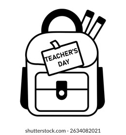 A hand drawn style icon of a school bag 
