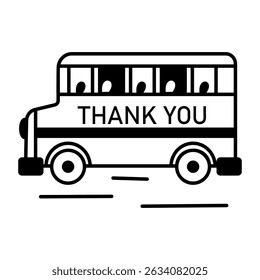 A hand drawn style icon of a school bus 

