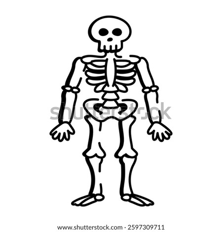 A hand drawn style icon showcasing human skeleton 
