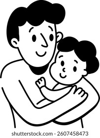 A hand drawn style icon showing father love 
