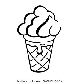 A hand drawn style icon showing an ice cream 