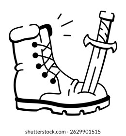  A hand drawn style icon showing a pirate boot 
