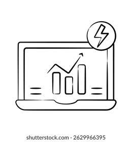 Um ícone de estilo desenhado à mão mostrando o gráfico de monitoramento de energia