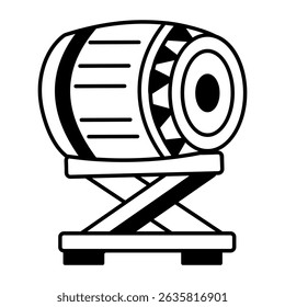 Hand drawn style icon showing a war drum 
