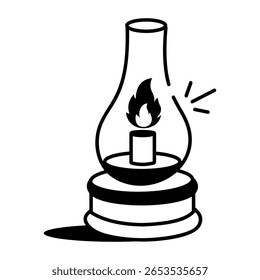 A hand drawn style icon showing oil lamp
