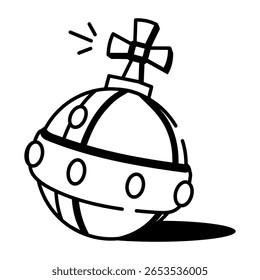 Um ícone de estilo desenhado à mão mostrando uma esfera real
