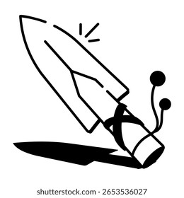 A hand drawn style icon showing weapon
