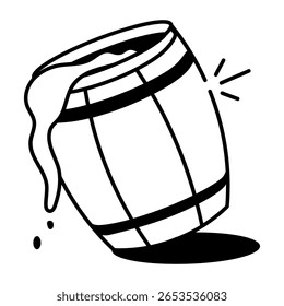 Um ícone de estilo desenhado à mão mostrando o barril de madeira

