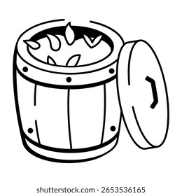 Um ícone de estilo desenhado à mão mostrando a caixa de chá
