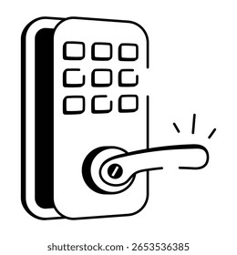 A hand drawn style icon showing digital lock

