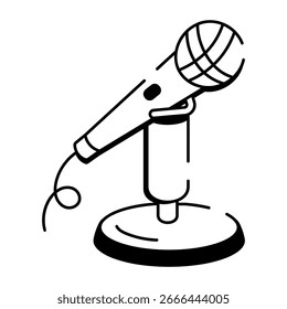 Ein handgezeichnetes Stilsymbol mit Mikrofon
