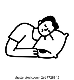 A hand drawn style icon showing sleeping man
