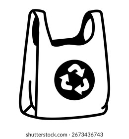 Un icono de estilo dibujado a mano que muestra la bolsa de residuos
