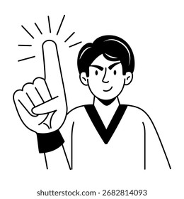 Um ícone de estilo desenhado à mão mostrando o jogador esportivo
