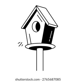 A hand drawn style icon showing a bird house