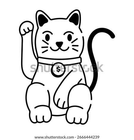 A hand drawn style icon showing a lucky cat statue
