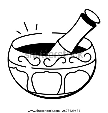A hand drawn style icon showing a singing bowl

